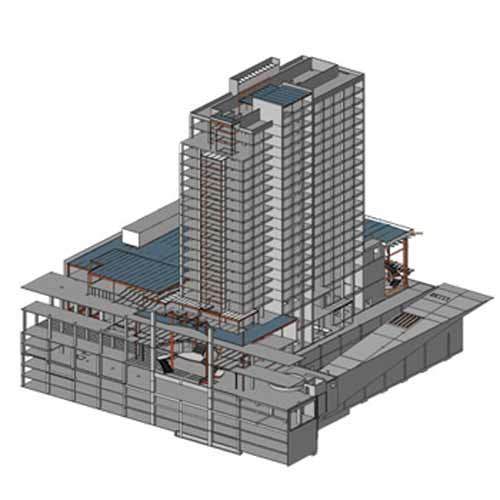 نمونه مدل سه بعدی ساختمان بیم bim